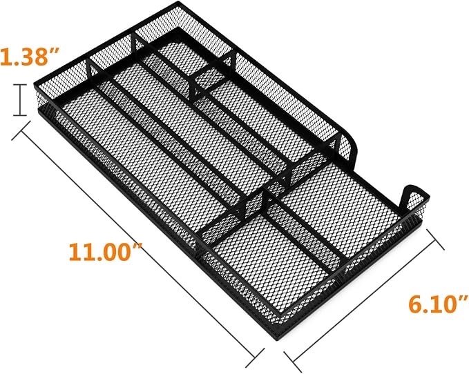 Desk Drawer Organizer, Small Metal Mesh Drawer Organizer Tray, Office Pencil - Image 4
