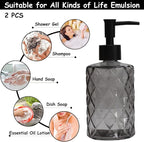Glass Soap Dispenser with Black Plastic Pump, 12oz Refillable Liquid Hand Soap - Image 4
