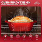 Enameled Cast Iron Dutch Oven for Bread Baking – 3QT Oval Round Heavy Duty - Image 3