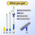 ITTAR Grout Brush with Long Adjustable Handle, Swivel Scrub Brush, V-Shape - Image 9