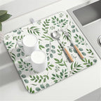 Kawani Sage Green Dish Drying Mat 16x18 In Absorbent Reversible Eucalyptus - Image 8