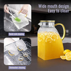 Glass Pitcher With Lid and Spout, 1.8 Liter 60 oz Glass Pitchers With Handle - Image 6