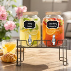 DHSBTLS 1 Gallon Glass Drink Dispensers, 2 Pack Clear Beverage Dispenser - Image 7