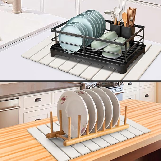 Large Stone Dish Drying Mats for Kitchen Counter, Eco-Friendly Absorbent - Image 3