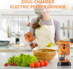 Dual Chamber Salt and Pepper Grinder Set Rechargeable, Electric Pepper Grinder - Image 2