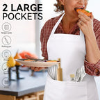 2 Packs White Apron, Adjustable Cooking Aprons, Waterdrop Resistant Kitchen - Image 5