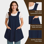 Apron for Women with Pocket Cotton Linen, Japanese Cross Back Apron for - Image 4