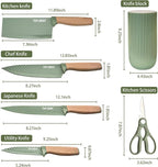 Kitchen Knife Set, Retrosohoo 6-Pieces Green Sharp Knife Set - Image 8