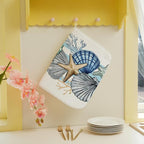 Nautical Coastal Starfish Dish Drying Mat 18x24 Inch Blue Beach Coral Shell - Image 4