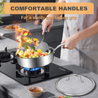 EWFEN Tri-Ply Stainless Steel Frying Pan 3QT, 10 Inch Deep Frying Pan - Image 3