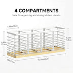 Kitchen Cooking Utensil Holder for Kitchen Counter, 4 Large White Compartments - Image 2