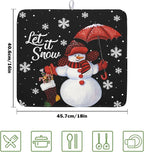 Winter Snowman Dish Drying Mat, Christmas Snow Dish Drying Mat - Image 2