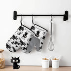 Black Cat Oven Mitts and Pot Holders Sets 3PCS, Cat Silicone Heat Resistant - Image 6