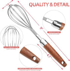 Stainless Steel Wire Whisk for Cooking- Wooden Handle Kitchen Multi Function - Image 2