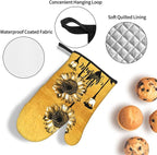 Sunflower Oven Mitts and Pot Holders Sets, Heat Resistant Gold Kitchen Oven - Image 5