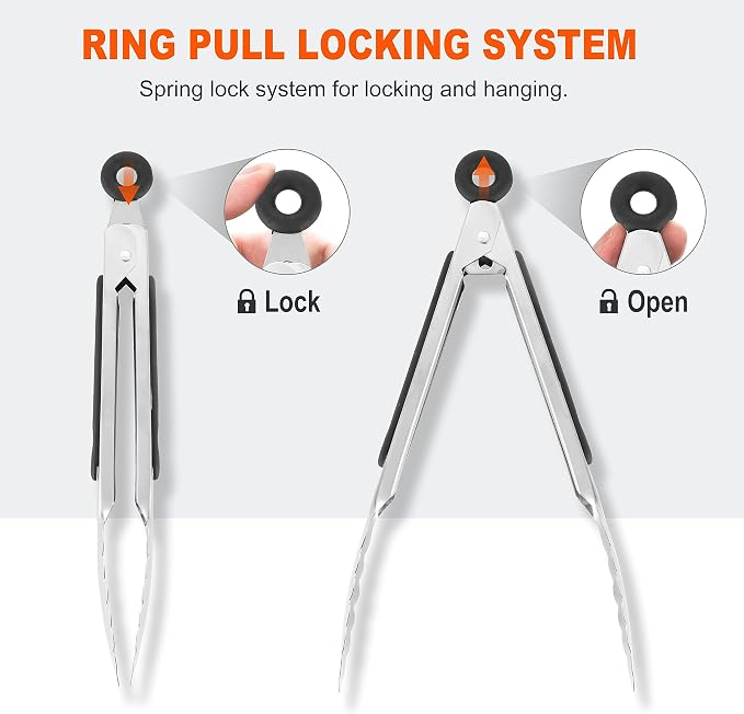 Anaeat Stainless Steel Locking Tong Set of 3 - Image 5