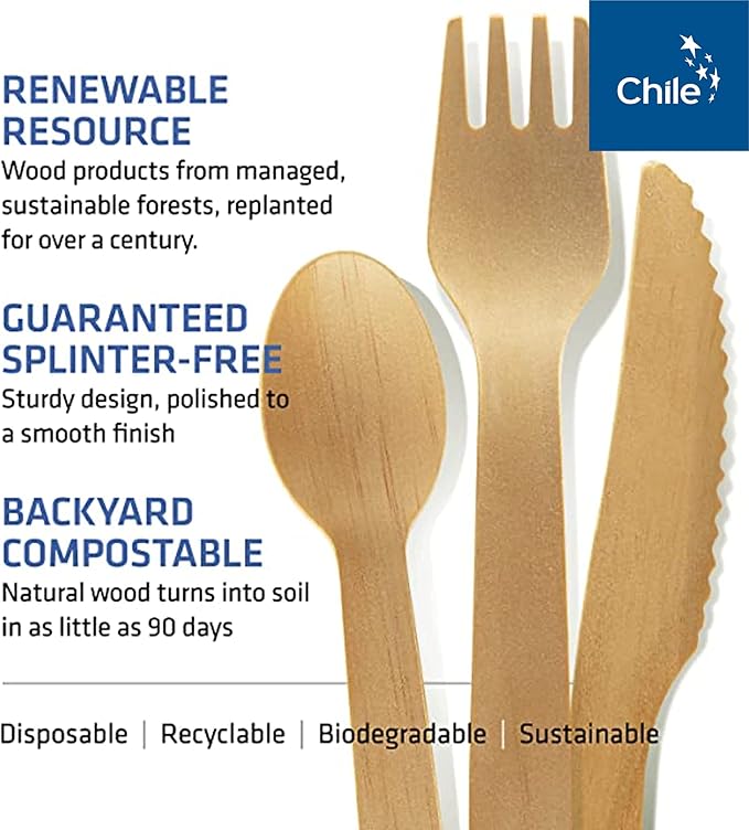 Disposable Wooden Cutlery Set - Image 3