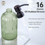 16Oz Green Glass Soap Dispenser - Image 5