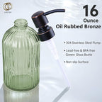 16Oz Green Glass Soap Dispenser - Image 5