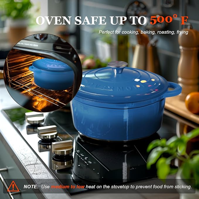 Overmont Enameled Cast Iron Dutch Oven - 7QT Pot - Heavy-Duty Cookware - Image 5