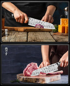MOSFiATA Santoku Knife- 7 Inch Vegetable Knife Ultra Sharp Chopping Knife- - Image 6