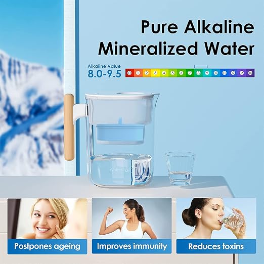 Waterdrop PT-04C-A Alkaline Water Filter Pitcher, 10-Cup Capacity, Clean & - Image 2