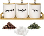 Coffee Tea Sugar Container Set of 3, Farmhouse Storage Containers Jars by EQEYBRAND
