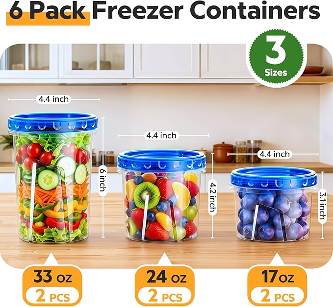 HOMETALL Freezer Storage Containers, Airtight Plastic Food Storage Containers - Image 2