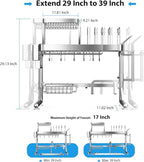 Over Sink Dish Drying Rack, Upgrade 2.5-Tier 304 Stainless Steel Dish Rack - Image 2