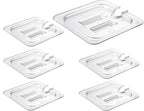 CURTA 6 Pack NSF Notched Food Pan Cover, 1/6 Size Clear Polycarbonate Lid by CURTA
