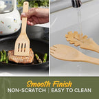 Wooden Utensil Set, Bamboo Utensils – 7 PCs Wood Spoons - Image 6