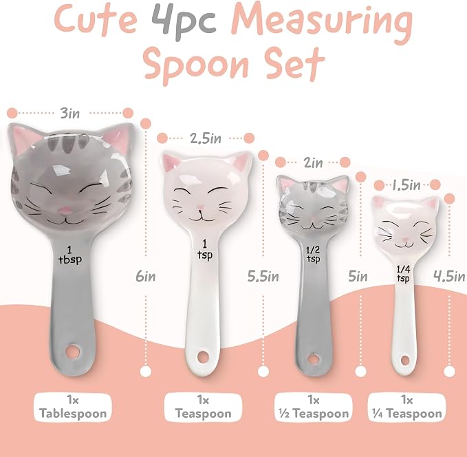 Cat Shaped Ceramic Measuring Spoons - Image 2