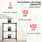 BestOffice 3-Shelf Adjustable Metal Storage Shelves Wire Shelving Unit - Image 4