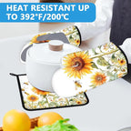 Watercolor Sunflower Oven Mitts and Pot Holders Sets Heat Resistant 4Pcs Busy - Image 5