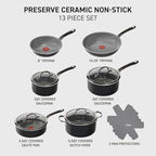 T-fal Preserve Ceramic, Non stick Cookware Set 13-Piece, Oven & Broiler Safe up - Image 2