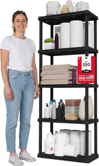IRIS USA 5-Shelf Light Duty Plastic Storage Shelves, 250lb Capacity, Medium by IRISUSA