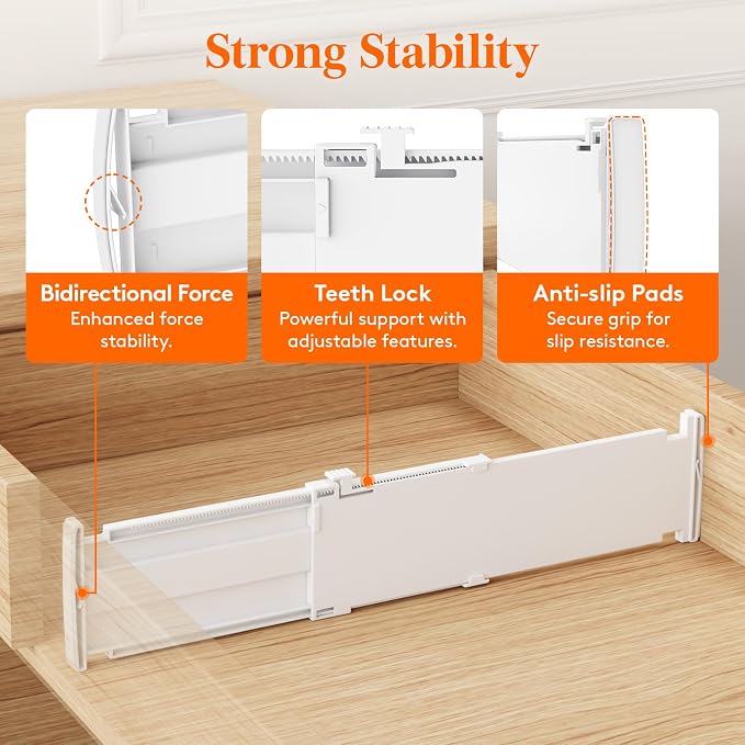 Lifewit 4" Tall 9 Pack Drawer Dividers, 35-56.5cm/13.8-22.2" Expandable Drawer - Image 5