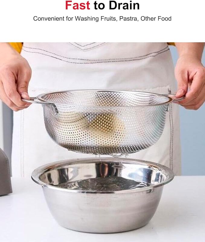 3-Quart Colander for Kitchen, Stainless Steel Colander - Image 3