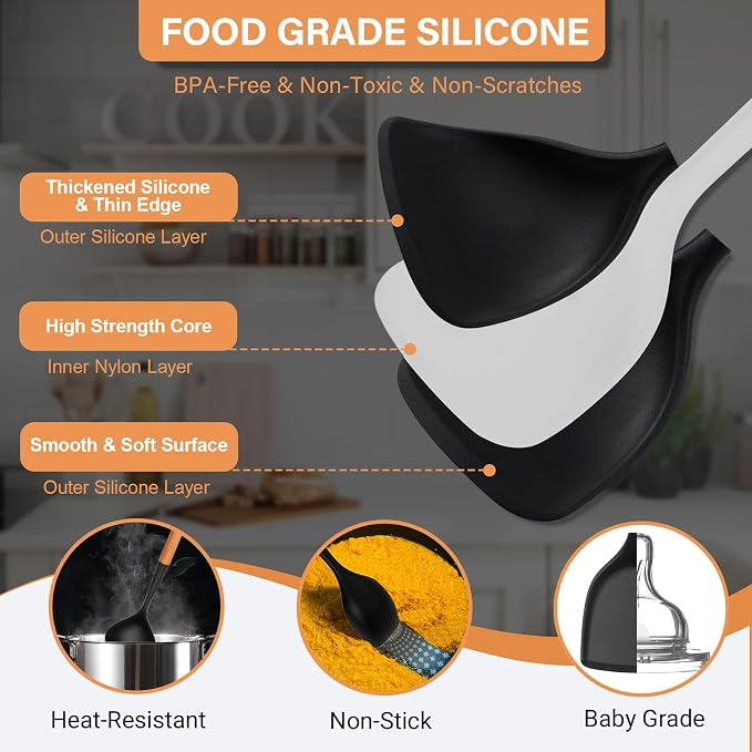 Large Silicone Cooking Utensils Set, Heat Resistant Silicone Utensils - Image 6