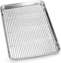 Cookie Sheet and Cooling Rack Set, 16 inch Stainless Steel Baking Pan by BASTWE