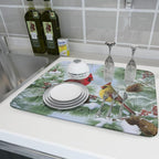 Winter Dish Drying Mat for Kitchen Counter Cardinal Birds Pine Trees Festival - Image 6