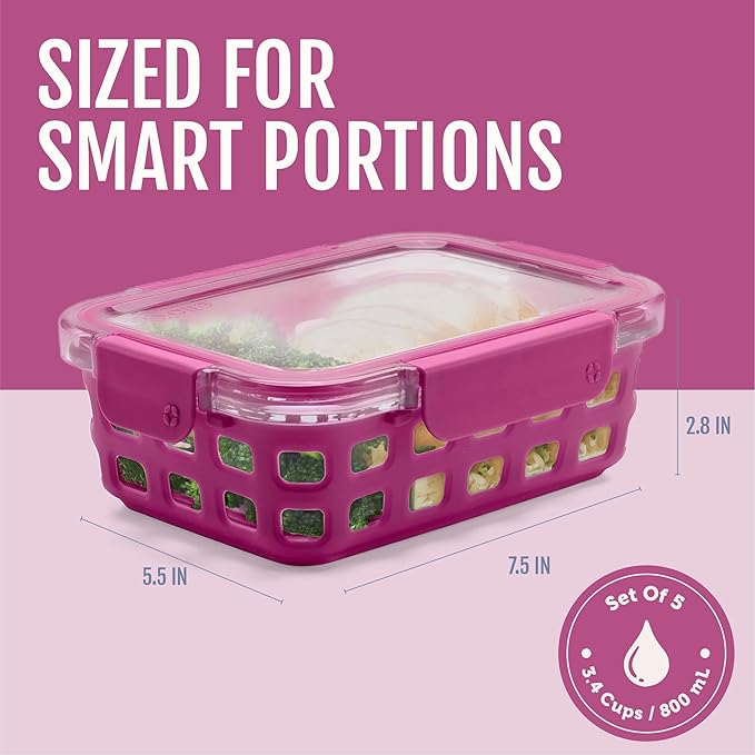 Ello Duraglass 3.4 Cup Meal Prep Sets 10Pc, 5 Pack Set- Glass Food Storage - Image 4