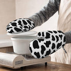 Cow Print Oven Mitts and Pot Holders Sets of 2, Resistant Recycled Infill - Image 7