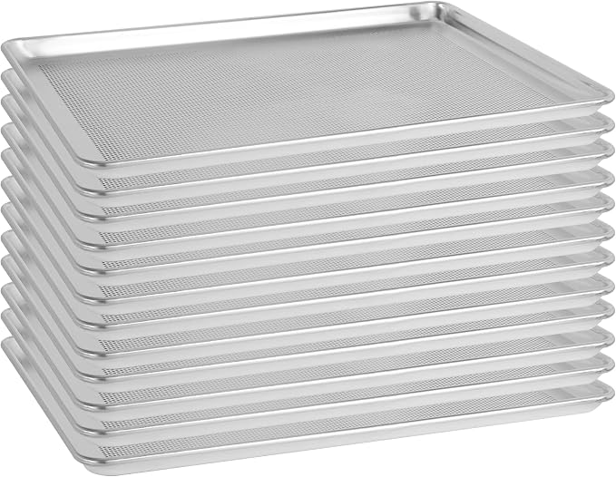 BIEAMA 12 Pack Full Size 26" x 18" Aluminum Baking Sheet Pan Perforated by BIEAMA