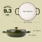 Vintage Style 3 Quart Enameled Cast Iron Braiser, Non Stick Enameled Cast Iron - Image 4