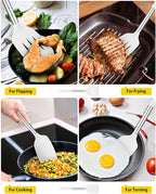 Pack of 2 Silicone Solid Turner, Non Stick Slotted Kitchen Spatulas, High Heat - Image 3