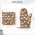Oven Mitts and Pot Holders Set, Coffee Pattern Bean Silicone Kitchen - Image 3
