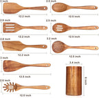9 Pcs Wooden Spoons for Cooking Utensils - Image 2