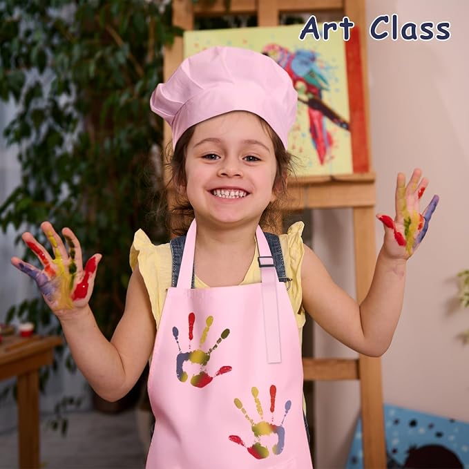 Kids Apron and Chef Hat Set, 30 Pieces Boys Girls Kids Apron - Image 7