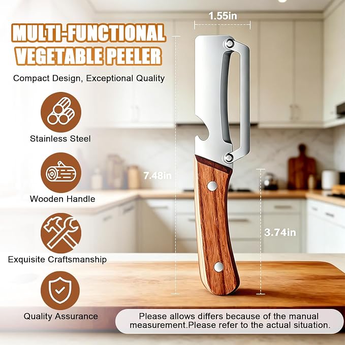 Premium Vegetable Peeler with Wooden Handle and Bottle Opener, 2-in-1 - Image 6